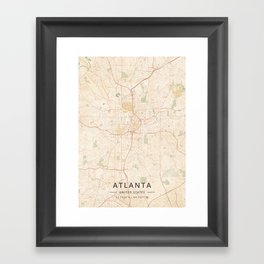 Atlanta, United States - Vintage Map Framed Art Print