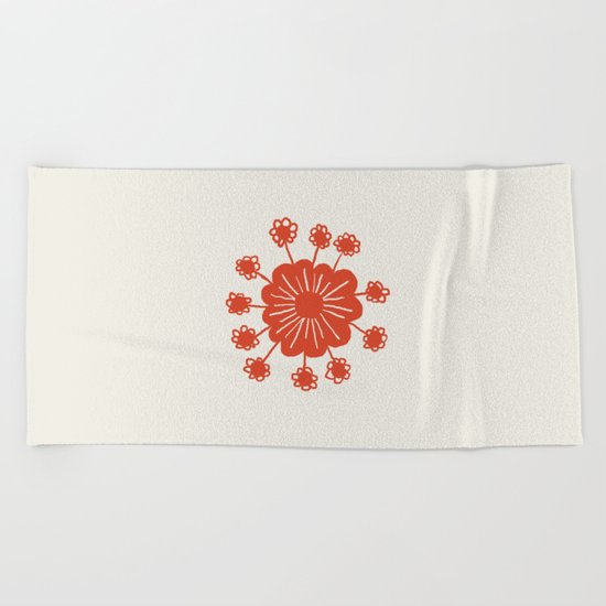 Red Flower Beach Towel