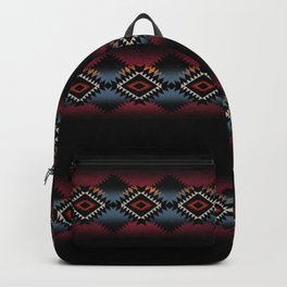 aztec in black number 5 Backpack | Triangularshapes, Vintagelook, Darkcolors, Blackbackround, Graphicdesign, Southwest, Pattern, Wine, Aztec, Blue 