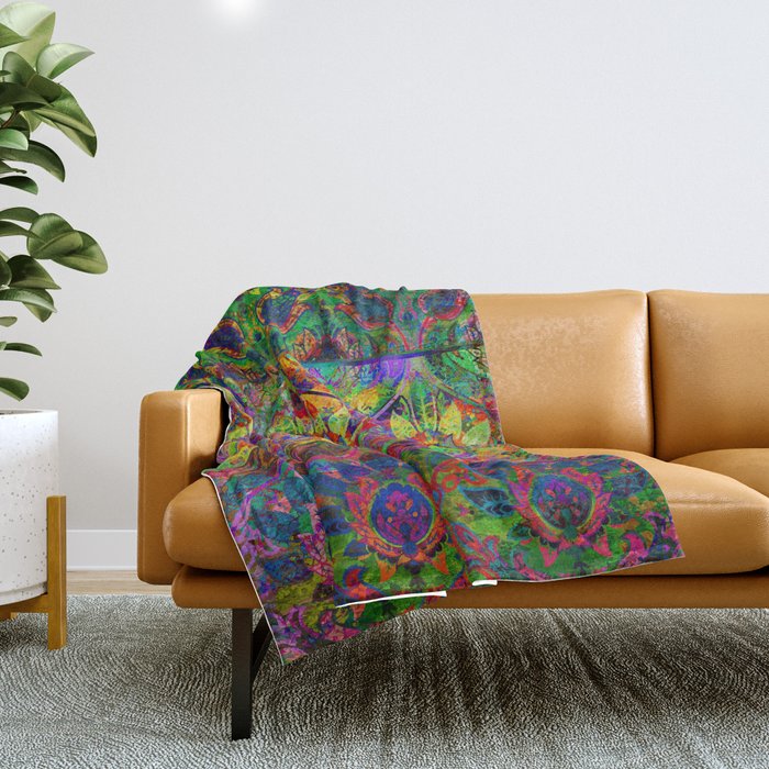 Bohemian native colorful design, country pattern art Throw Blanket