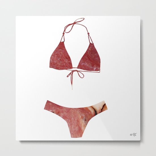 Fleisches Lust 12 - meat the beach - Bikini Atoll Collage Metal Print