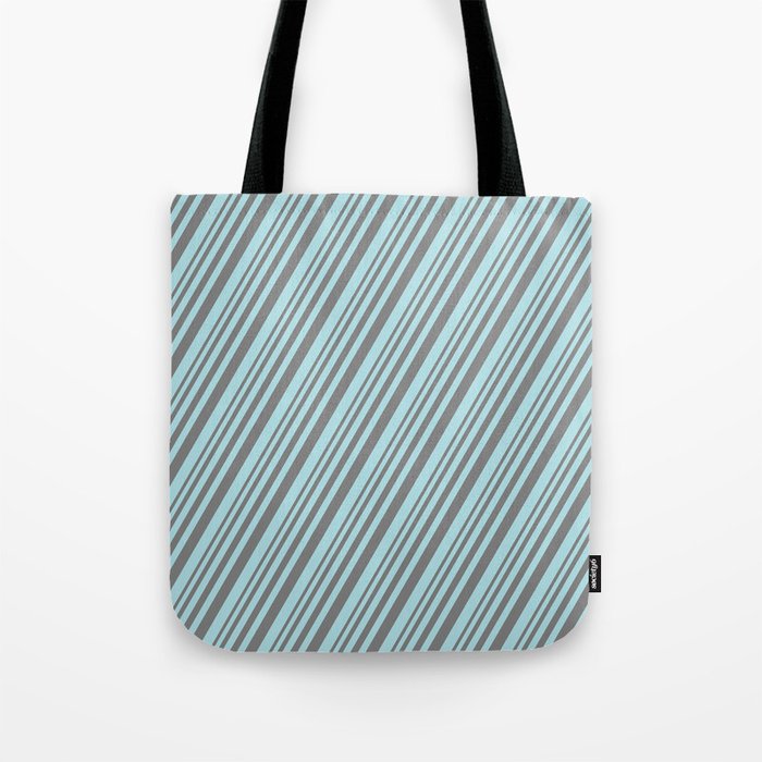 Grey and Powder Blue Colored Lines/Stripes Pattern Tote Bag