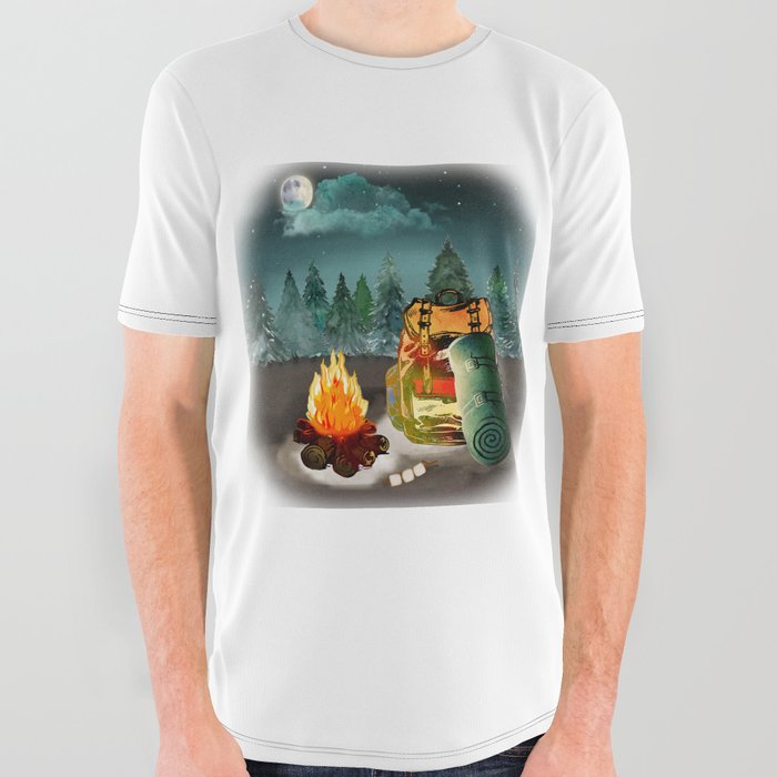 Camping Forest Night Adventure All Over Graphic Tee