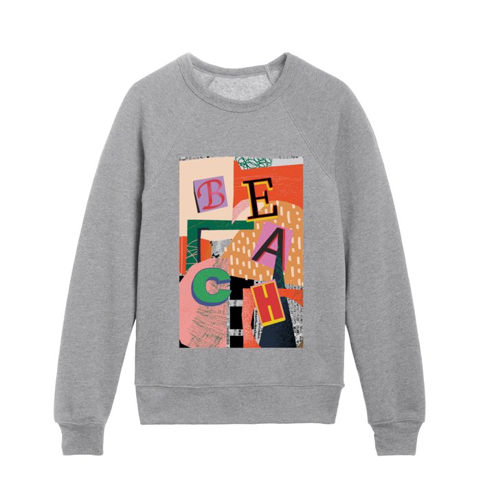 To the beach collage Kids Crewneck