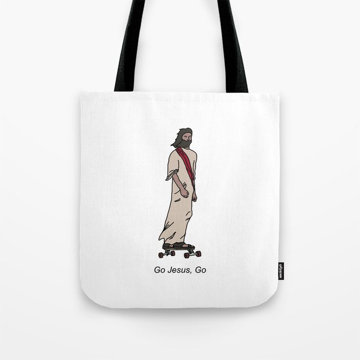 Jesus on a Skateboard Tote Bag