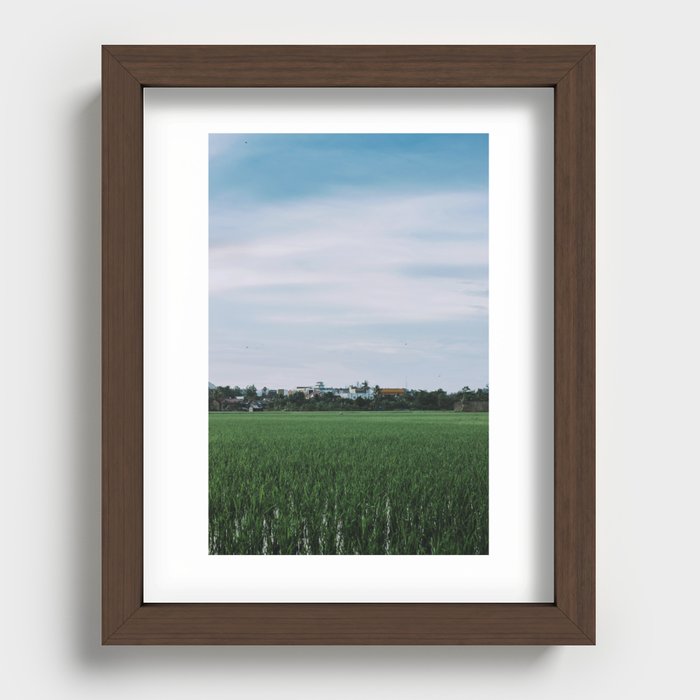 afternoon view near rice fields Recessed Framed Print