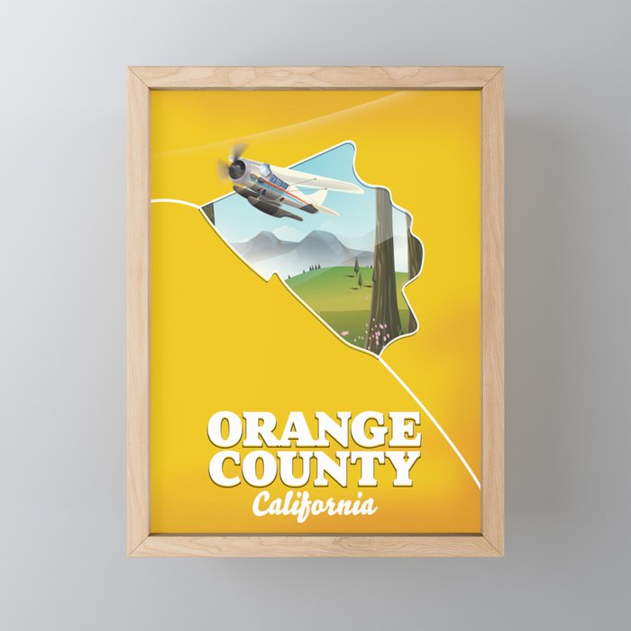 Orange County California Travel poster Framed Mini Art Print