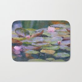 Pink Water Lily Reflection Bath Mat
