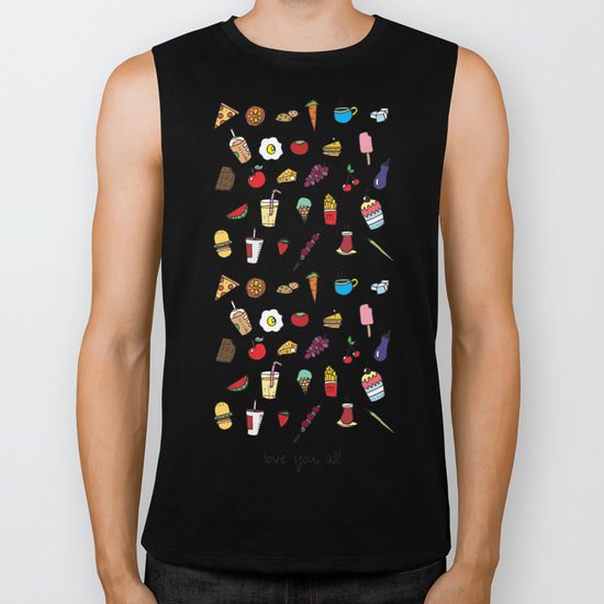 Food Love Pattern Biker Tank