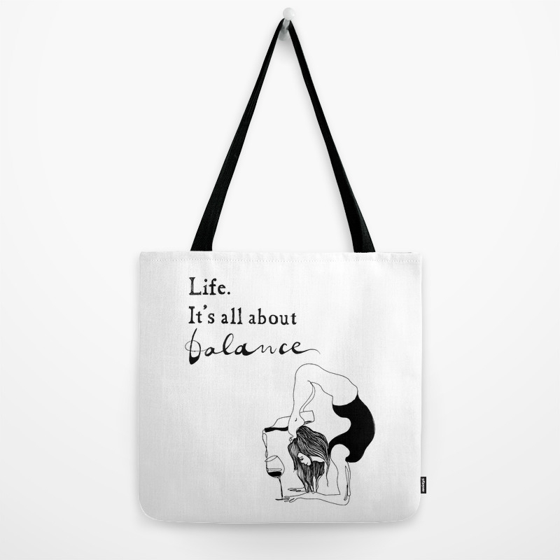 Funny Yoga Print Original Yoga Art Unique Yoga Gift Black And White Modern Yoga Wine Yogi Tote Bag By Yogabender Society6