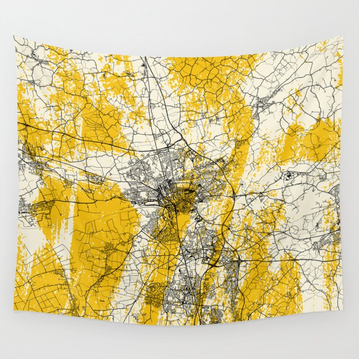 Preston - England Map Drawing - Artistic  Wall Tapestry