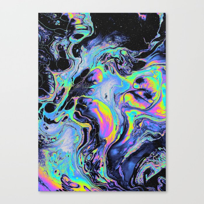 Psychedelic Blacken Multicolored Liquid Marble Pattern - Gift for Melodic Art Lovers Canvas Print