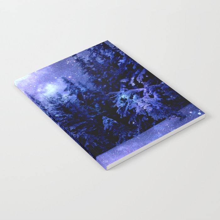 Galaxy Winter Forest Lavender Purple Blue Notebook
