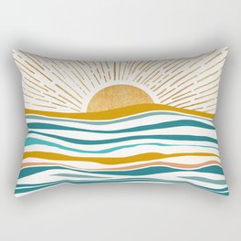 The Sun and The Sea - Gold and Teal Rectangular Pillow