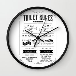 Toilet Rules Wall Clock