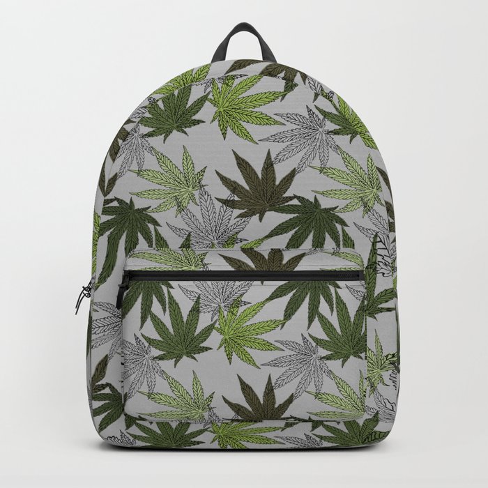 cannabis weed marihuana leaves botanical plants beige Backpack