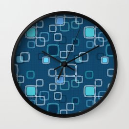 Mid Century Floating Shapes in Blue Wall Clock