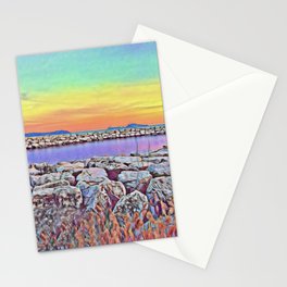 A Psychedelic And Colorful Sunset On White Rocks In Naples (Italy)  Stationery Card