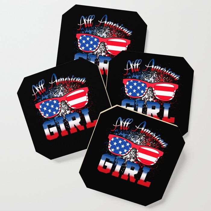 All american Girl US flag 4th of July Coaster