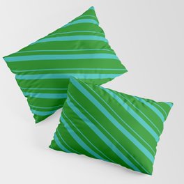 [ Thumbnail: Light Sea Green and Green Colored Stripes/Lines Pattern Pillow Sham ]