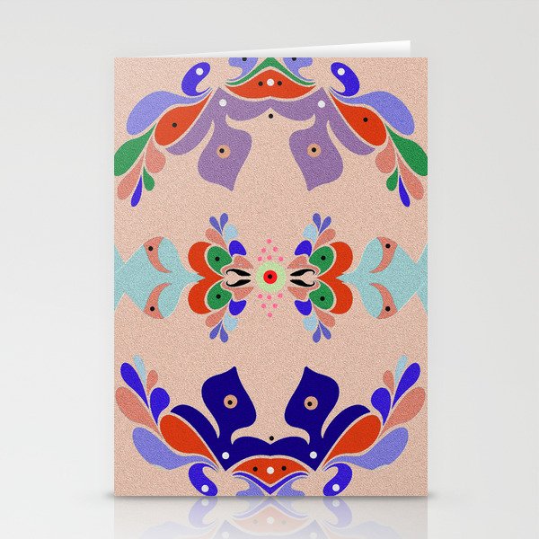 Pretty Pretty Boho Embroidery Style Vintage Floral Mandala Stationery Cards