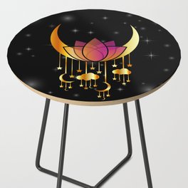 Mystic flower of life dreamcatcher with moons and stars Side Table