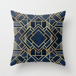 Art Deco Fancy Blue Throw Pillow
