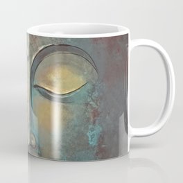 Rusty Golden Copper Buddha Face Watercolor Painting Coffee Mug