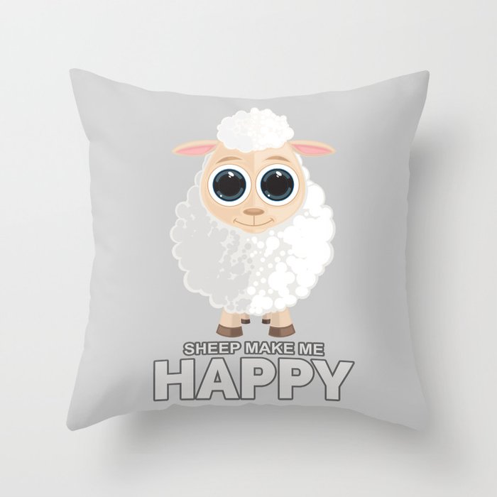 Sheep Make Me Happy Throw Pillow