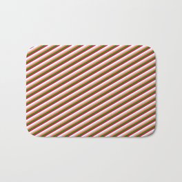 [ Thumbnail: Colorful Light Gray, Red, Green, Crimson, and White Colored Striped Pattern Bath Mat ]