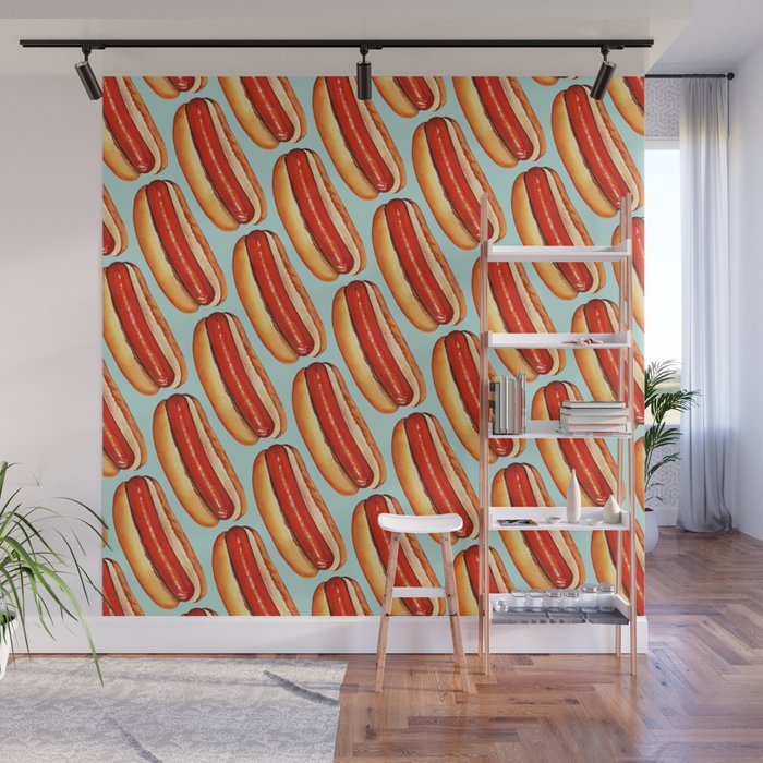 Hot Dog Pattern Wall Mural