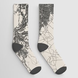 La Paz, Bolivia - Black and White City Map - Authentic Town Plan Illustration Socks