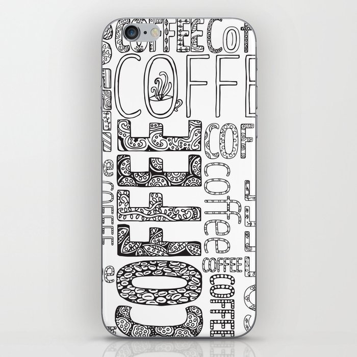 Color-in coffee typography art coloring page iPhone Skin
