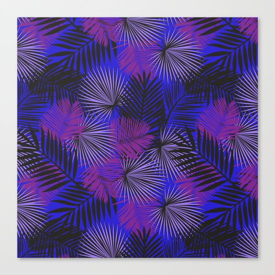 Tropical Black Purple & Blue Canvas Print