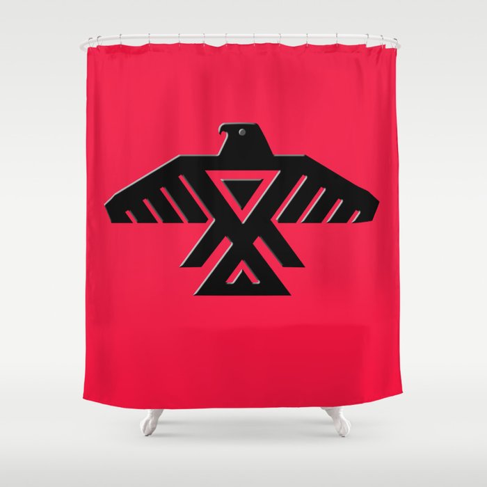 Thunderbird flag - on Red Shower Curtain