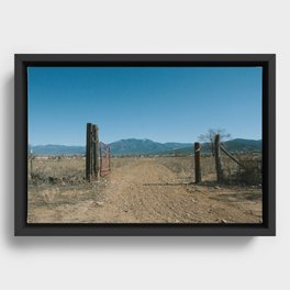 Mountains Through a Gate Framed Canvas