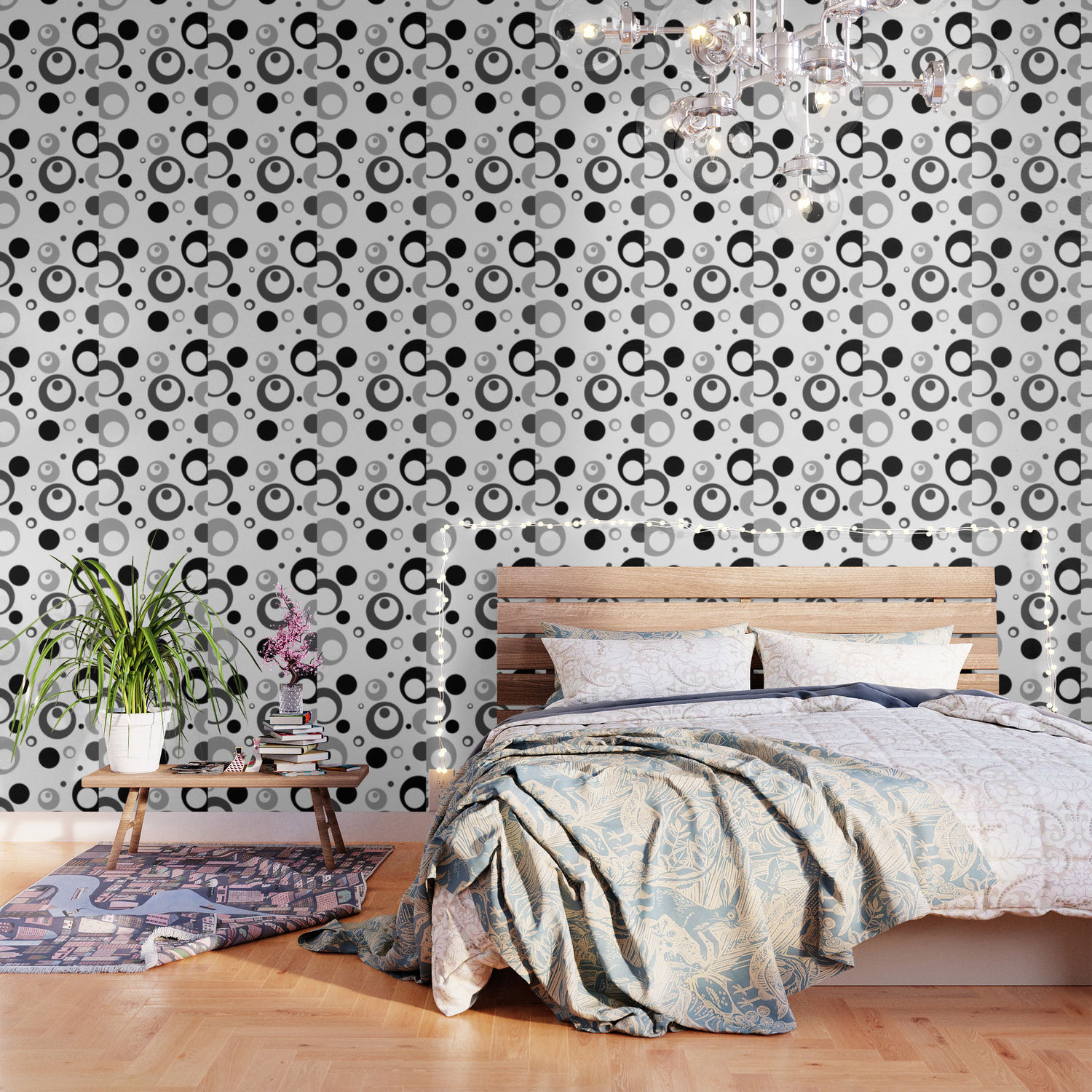 Circles Dots Bubbles Grayscale Wallpaper By Ripdntorn Society6