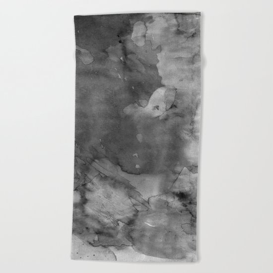 Black watercolor Beach Towel