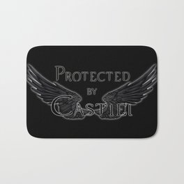 Protected by Castiel Black Wings Bath Mat | Guardianangel, Angel, Angels, Cas, Angelwings, Castiel, Supernatural, Popart, Graphicdesign, Deanwinchester 
