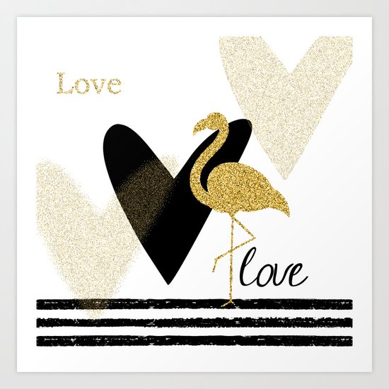 Love Flamingo Art Print