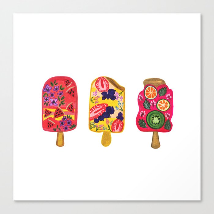 Fruity Popsicles Canvas Print