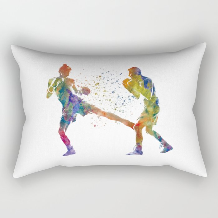 muay thai karate in watercolor Rectangular Pillow