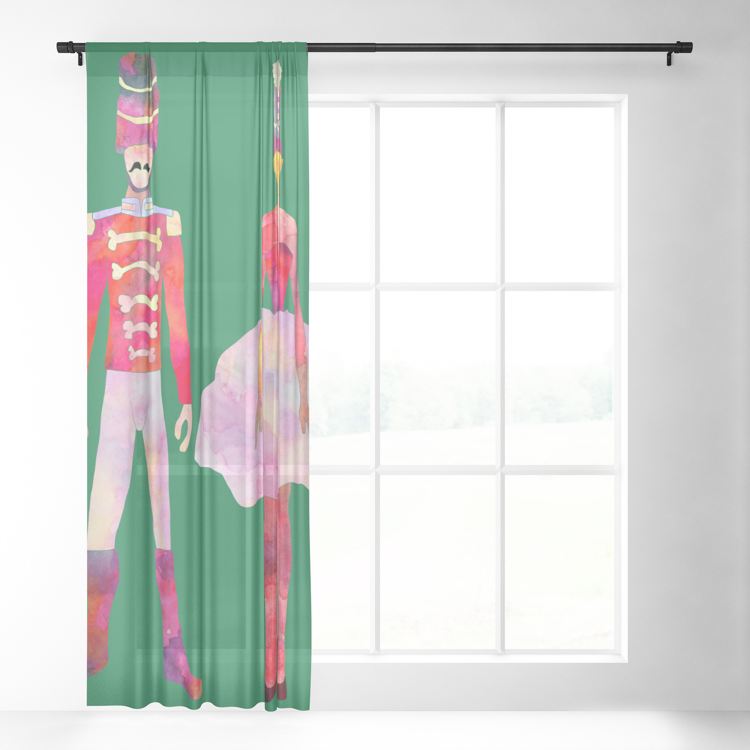 Nutcracker Ballet Candy Cane Green Sheer Curtain By Notsniw