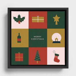 Christmas Gift Wrap Print Framed Canvas