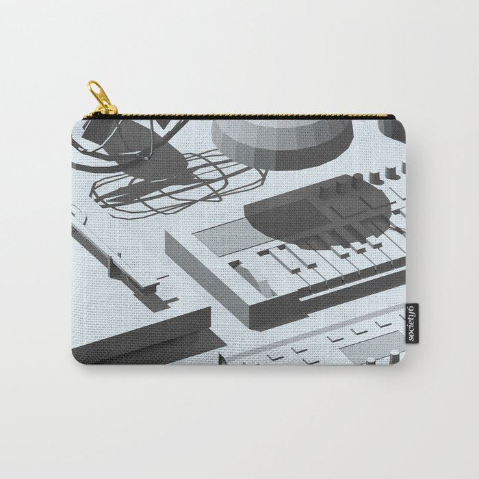 Low Poly Studio Objects 3D Illustration Grey Carry-All Pouch