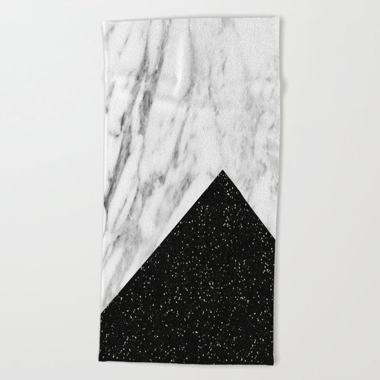 Ebony marble geo Beach Towel