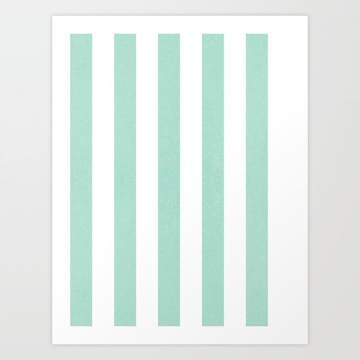 Minimal candy pastel stripes 1. mint and white Art Print