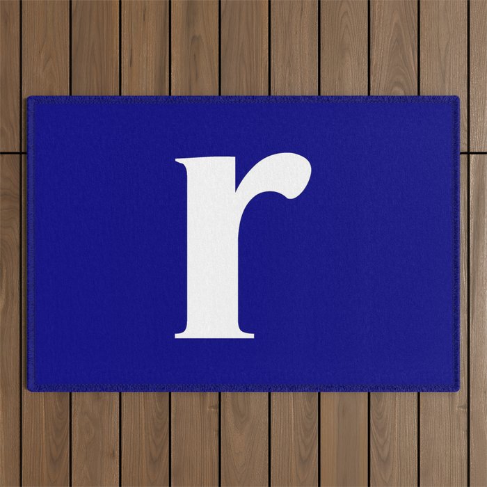 r (WHITE & NAVY LETTERS) Outdoor Rug