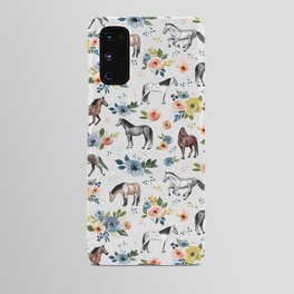 Horses and Flowers, Floral Horses, Western, Horse Art, Horse Decor, Gray Android Case