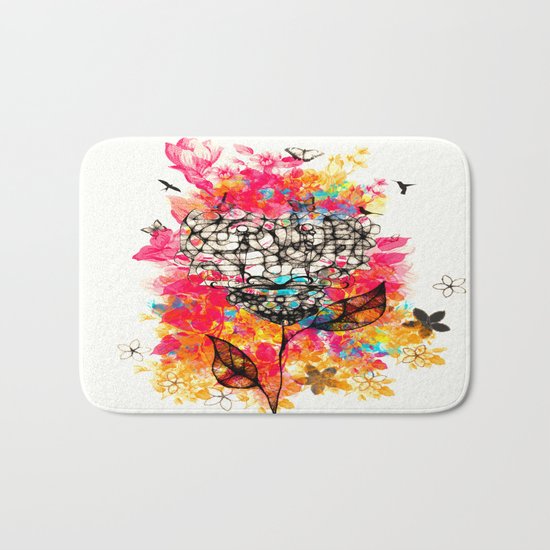 Abstract flower's face, colors Bath Mat